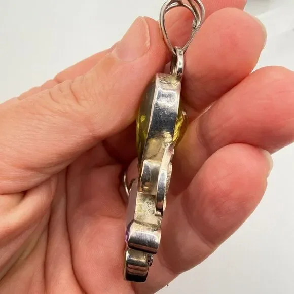 2.5" long, faceted multi-gemstone and sterling silver pendant! - Picture 9 of 10